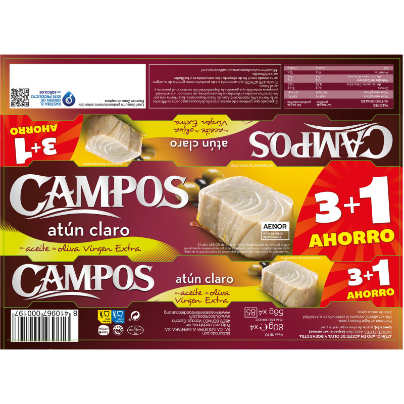 ATÚN CLARO AC. OLIVA V. E. 30/(PACK 4 X 85gr)